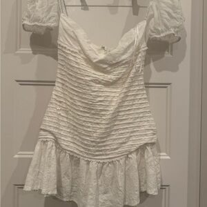 Hello Molly White Textured Mini Dress